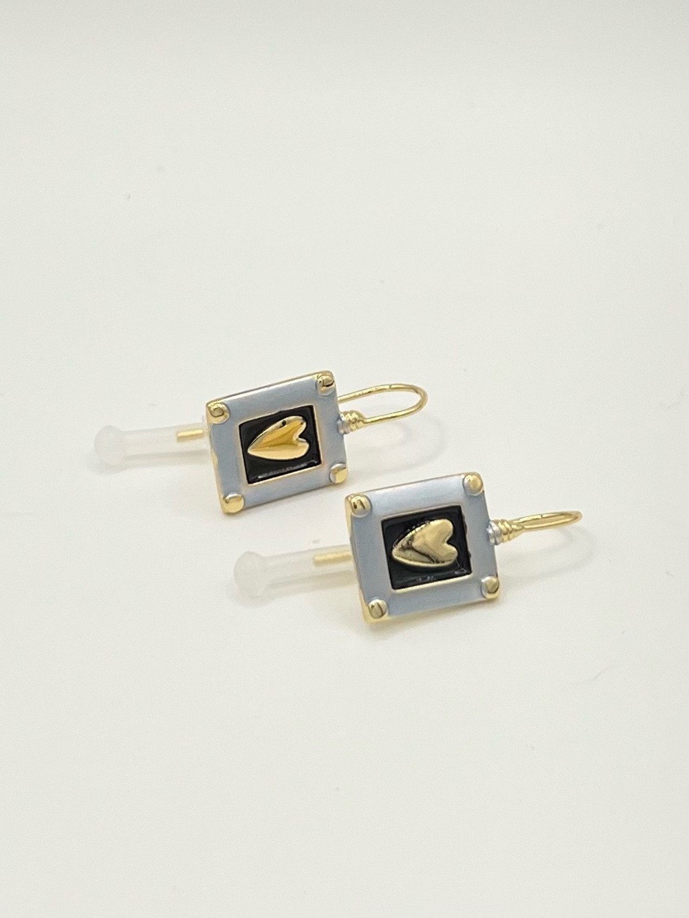 Gold Heart Drop Earrings – Black & Silver Square Dangle Earrings
